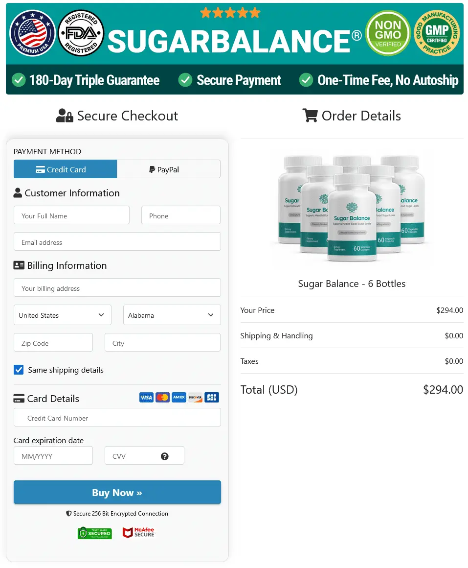 sugar balance order